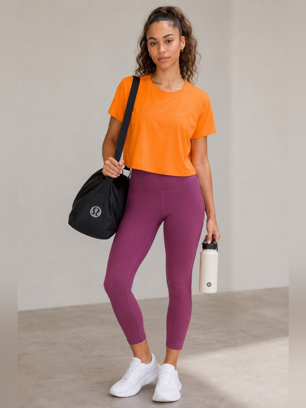 Lululemon Bright Orange Crew Neck Short Sleeve Tee Athletic Top Women’s